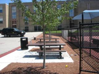 Fitch Spray Park sitting area