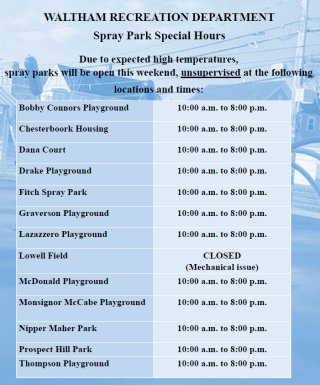 Waltham Spray Parks will be OPEN this weekend!! 