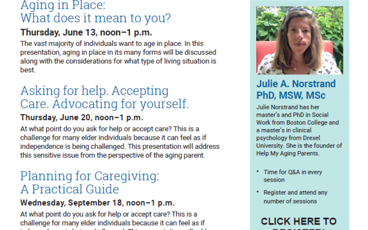Mass General & Newton-Wellesley Hospital FREE & virtual four-part "Aging and Caregiving Series"