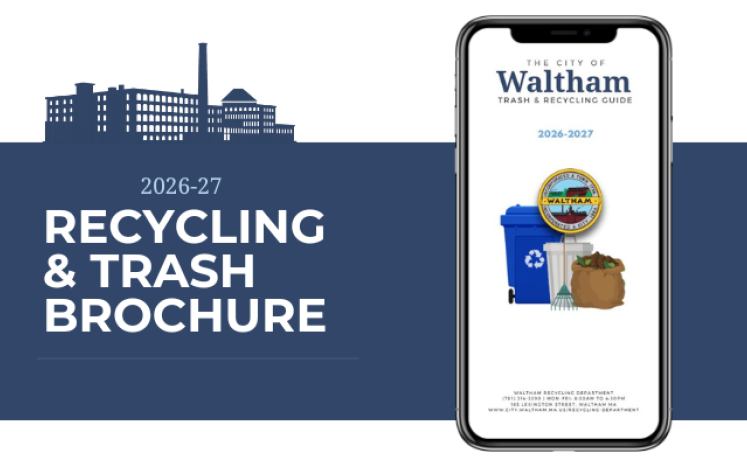 Iphone screen displaying the 2026 trash & recycling brochure