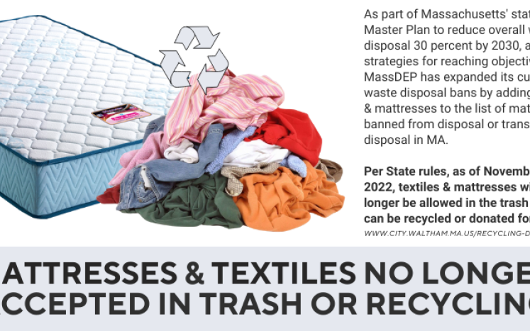 Did you know that as of TODAY, Nov. 1st, mattresses & textiles (clothes, shoes, linens, etc.) are no longer accepted in curbside
