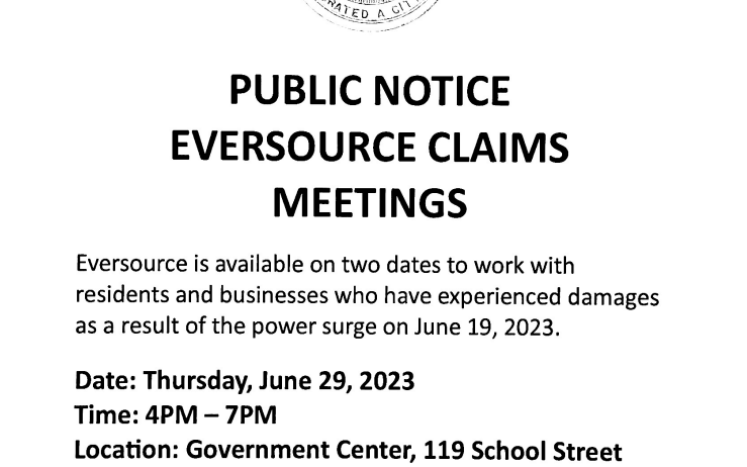 Eversource will be holding ONE MORE PUBLIC MEETING, this Thursday, July 13th from 4-7pm to assist any affected residents or busi
