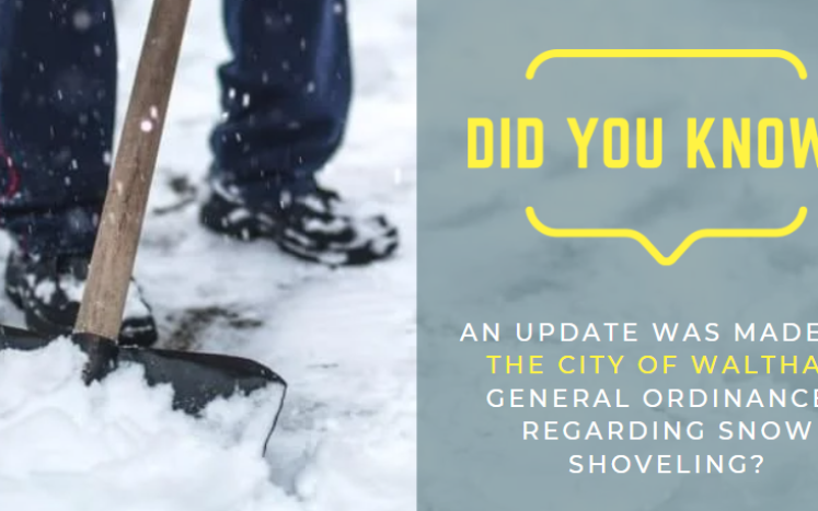 Did you know an update was made to our city ordinances regarding snow shoveling? To give everyone ample time to prepare for this